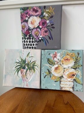 6x6 Floral Canvas Art Set